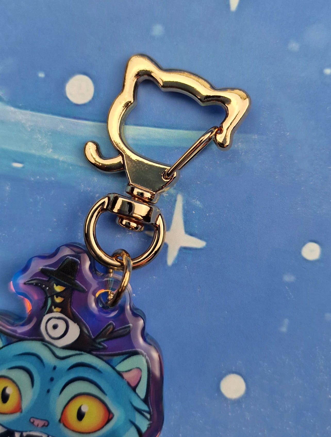 Tiger & Crow Keychain | Acrylic Keychain | Cute Animal Keyring | Fantasy Cat Keychain | Demon Crow Charm | Demon Cat Keyring