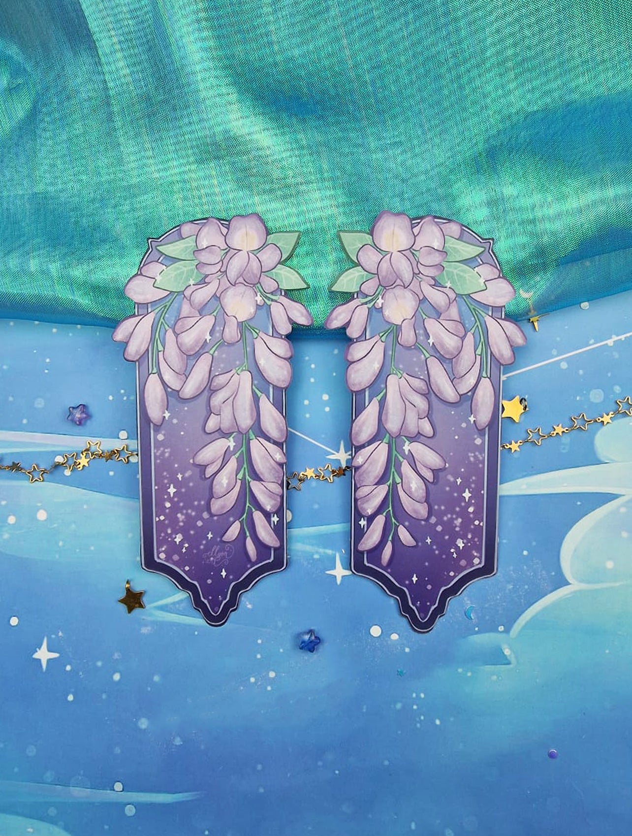 Wisteria Bookmark | Floral Bookmark | Dusk Bookmark | Dawn Bookmark | Bookish Gift | Cute Stationery | Paper Bookmark | DUSK