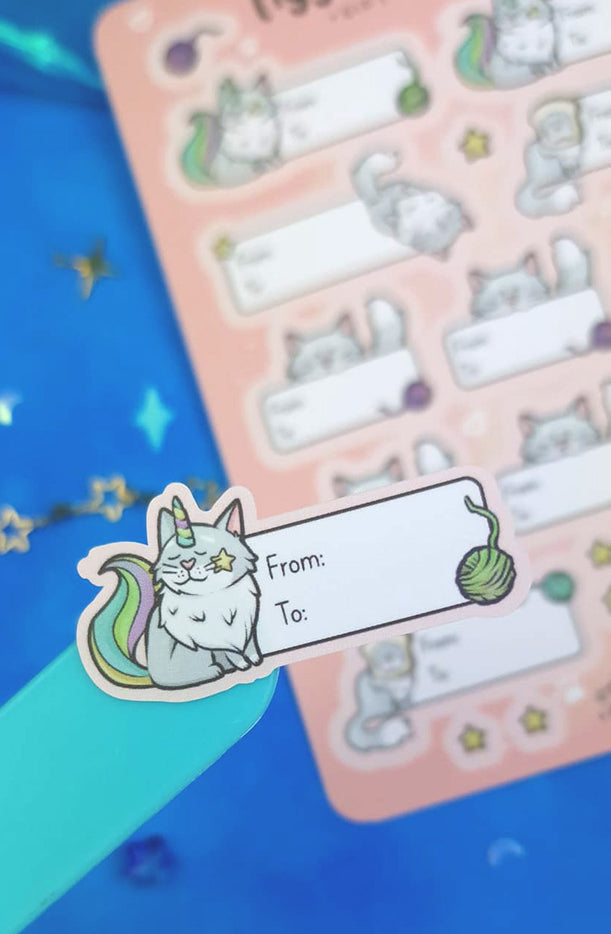 Tigger the Cat | Cute | Stickers | Scrapbooking | Labels | Planning | Decorating | Cosy | Starry | Kawaii | Sticker Sheet | ellyonart