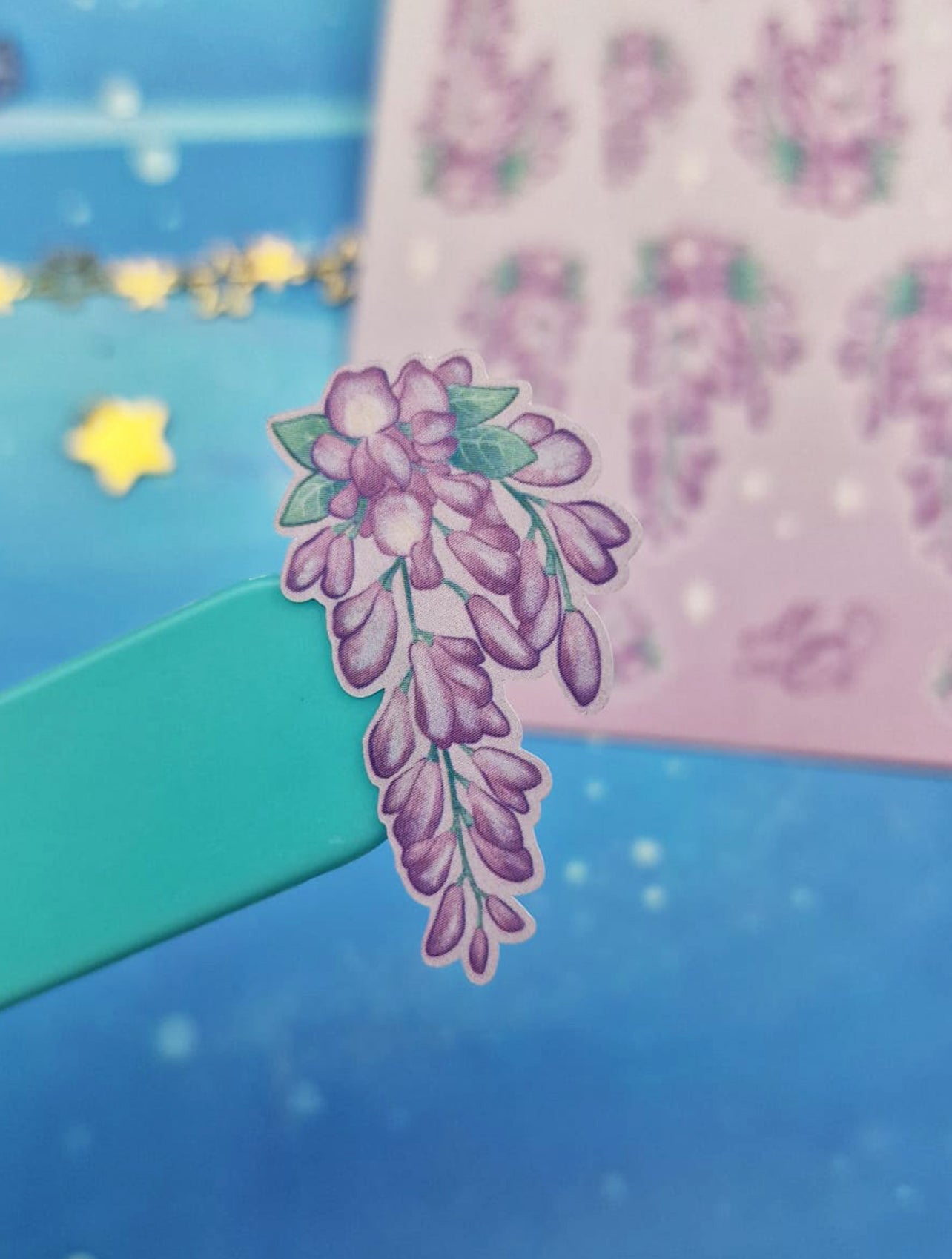 Wisteria Stationery Bundle | Dawn & Dusk Bookmarks | Sticker Sheet | Vinyl Sticker | Washi Tape | Floral Gift Set