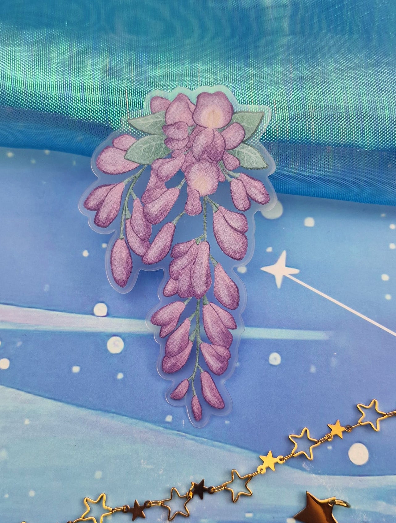 Wisteria Transparent Sticker | Floral Purple Clear Vinyl | Cute Soft Aesthetic Stationery | Scrapbooking & Journaling