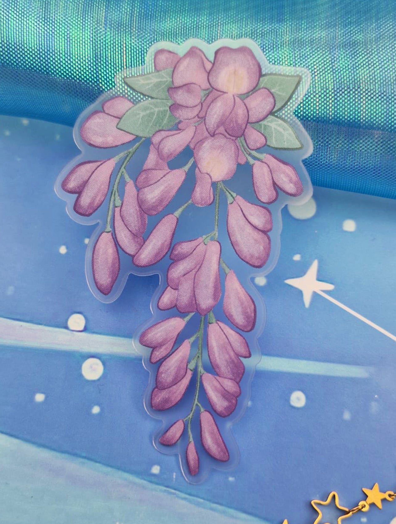 Wisteria Transparent Sticker | Floral Purple Clear Vinyl | Cute Soft Aesthetic Stationery | Scrapbooking & Journaling