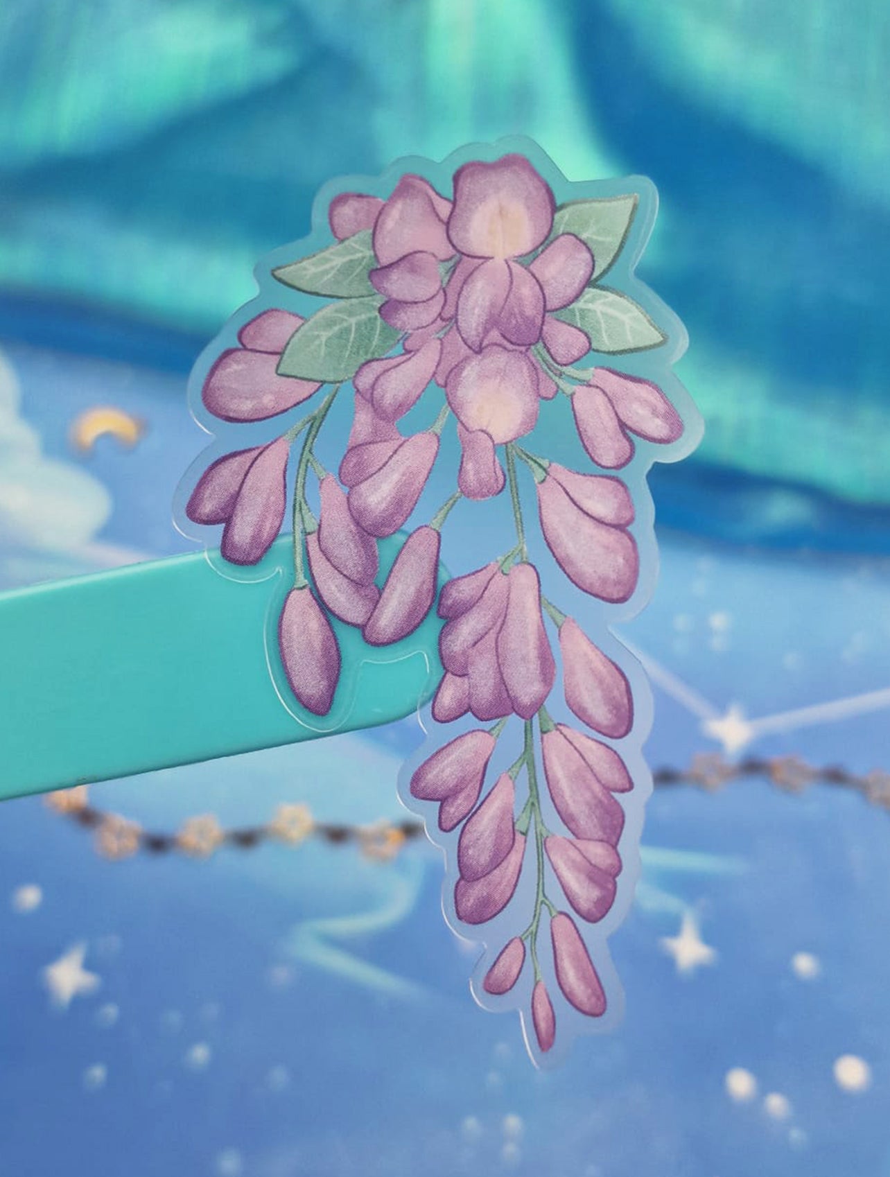 Wisteria Transparent Sticker | Floral Purple Clear Vinyl | Cute Soft Aesthetic Stationery | Scrapbooking & Journaling