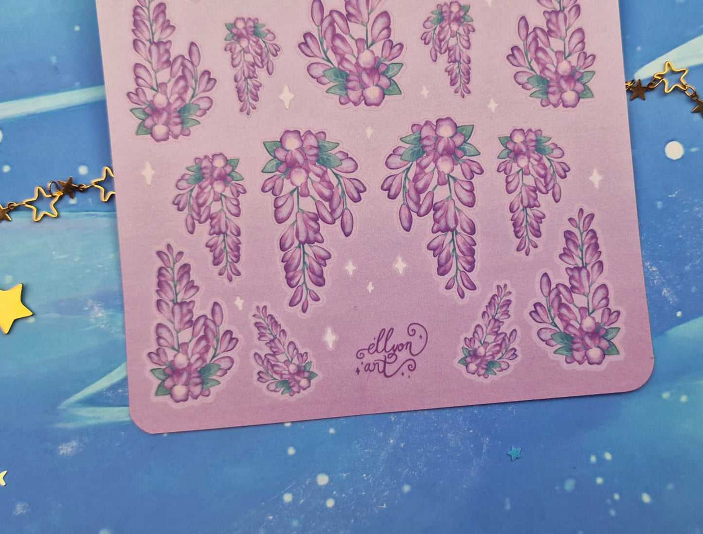 Wisteria | Cute | Stickers | Scrapbooking | Labels | Planning | Decorating | Floral | Magical | Sticker Sheet | ellyonart