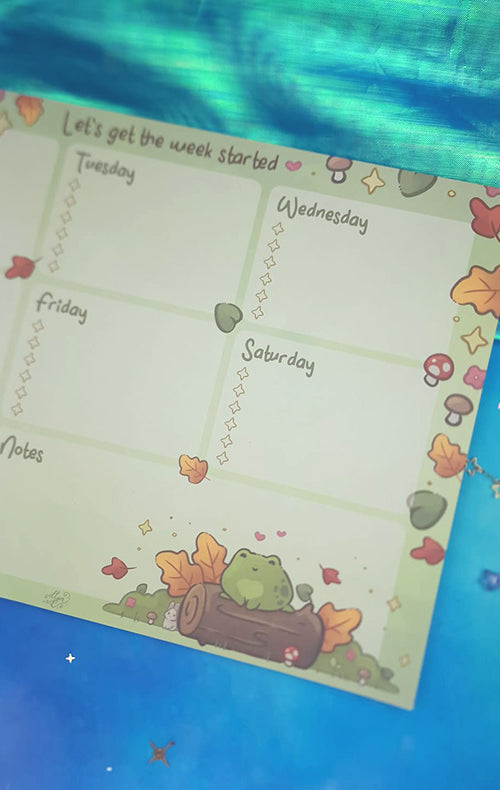 Frojo & Friends | A4 Desk Planner | Cute Stationery Organiser | Frog | Planner Pad | Weekly Schedule