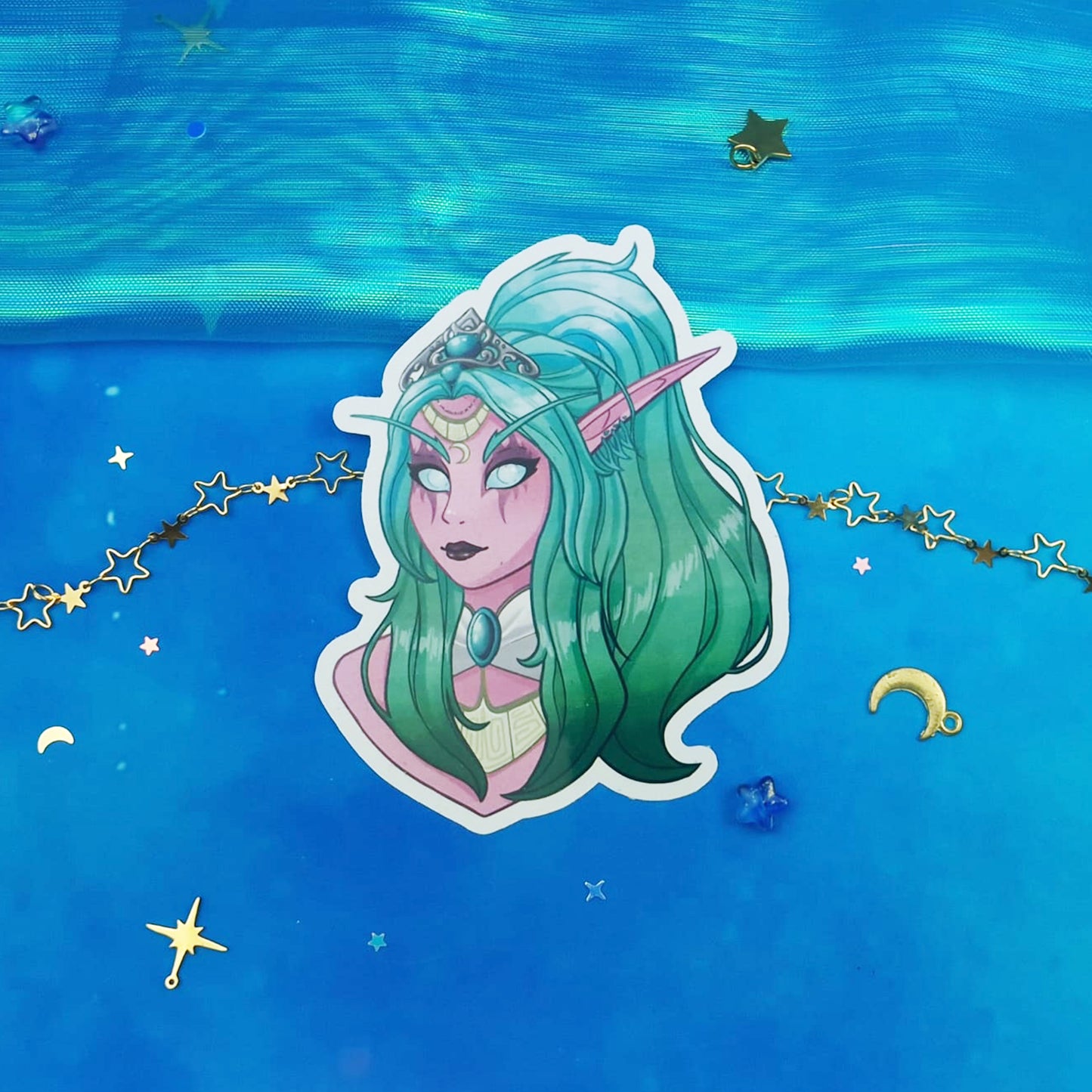 Elf character | Fantasy | Moon | Warrior | Glossy | Gaming | game themed | Ellyonart | Sticker