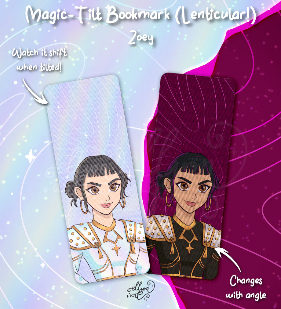 Zoey 3D Lenticular Bookmark | Kpop Demon Hunter Fanart | Light & Dark Zoey | Kpop Bookmark | Anime Bookmark Gift