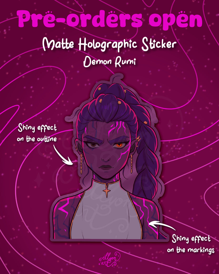 Rumi Holographic Sticker: Light & Demon Form