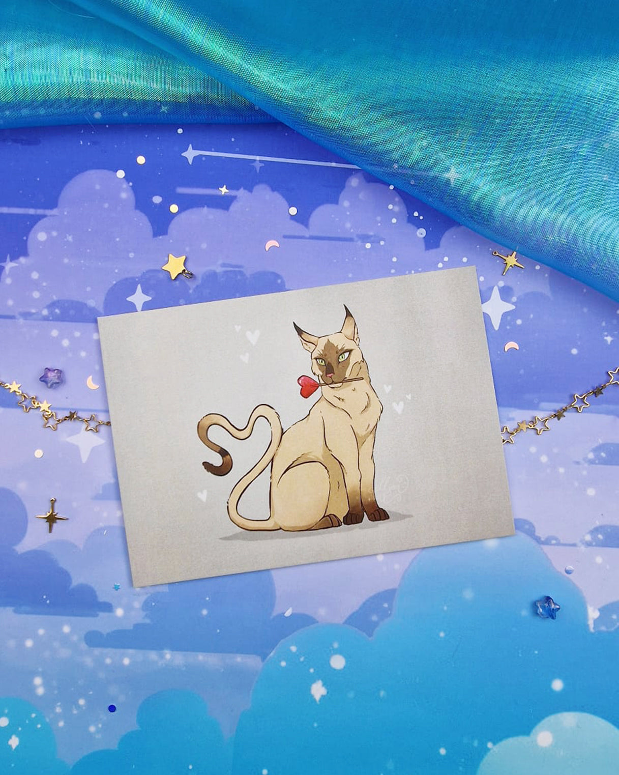 February Patreon: Heart Lolly Cat A6 Art Print & Sticker