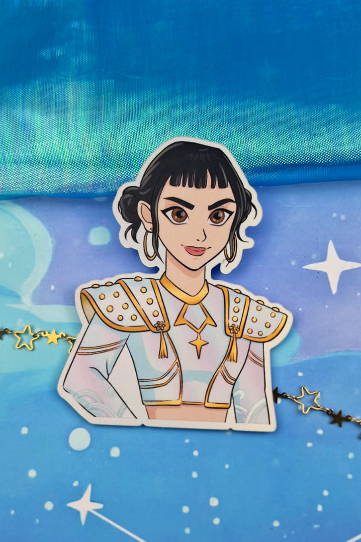 Zoey Holographic Sticker | Light & Dark Outfit | Matte Rainbow Vinyl | Kpop Demon Hunters Fanart | Anime Sticker Art