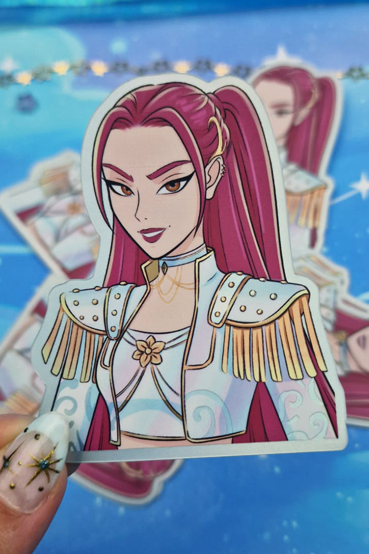 Mira Holographic Sticker | Light & Dark Outfit | Matte Rainbow Vinyl | Kpop Demon Hunters Fanart | Anime Sticker Art