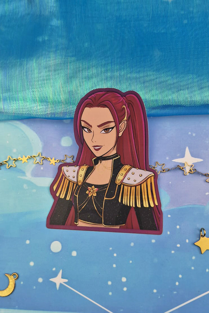 Mira Holographic Sticker | Light & Dark Outfit | Matte Rainbow Vinyl | Kpop Demon Hunters Fanart | Anime Sticker Art