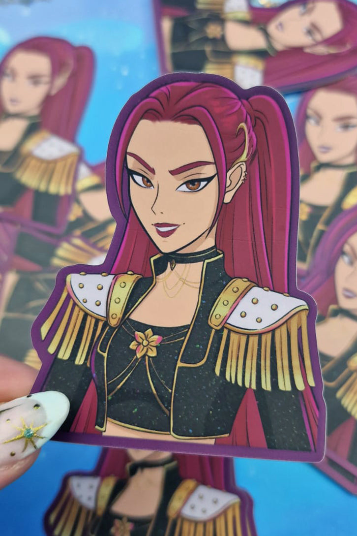 Mira Holographic Sticker | Light & Dark Outfit | Matte Rainbow Vinyl | Kpop Demon Hunters Fanart | Anime Sticker Art