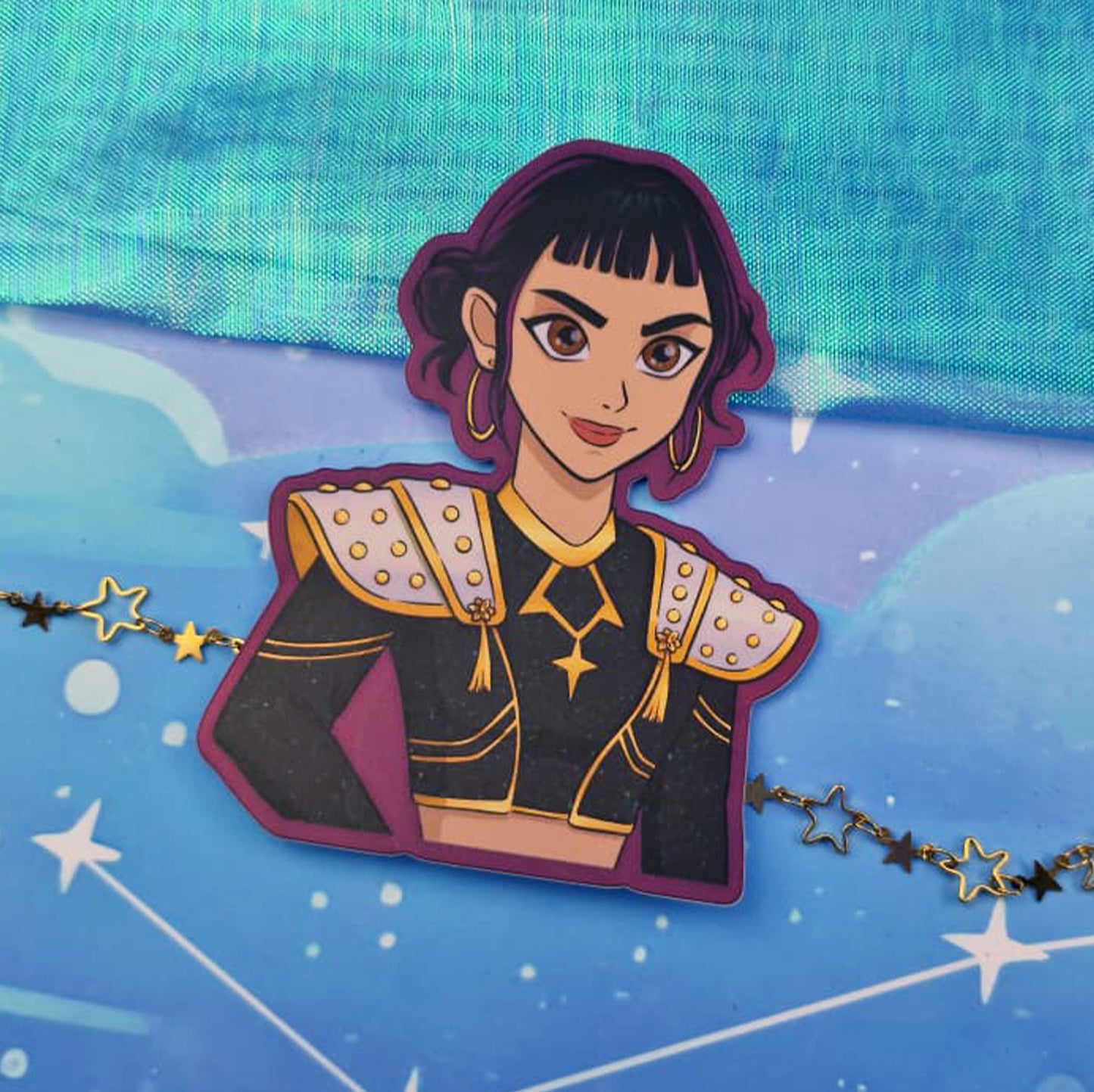 Zoey Holographic Sticker | Light & Dark Outfit | Matte Rainbow Vinyl | Kpop Demon Hunters Fanart | Anime Sticker Art