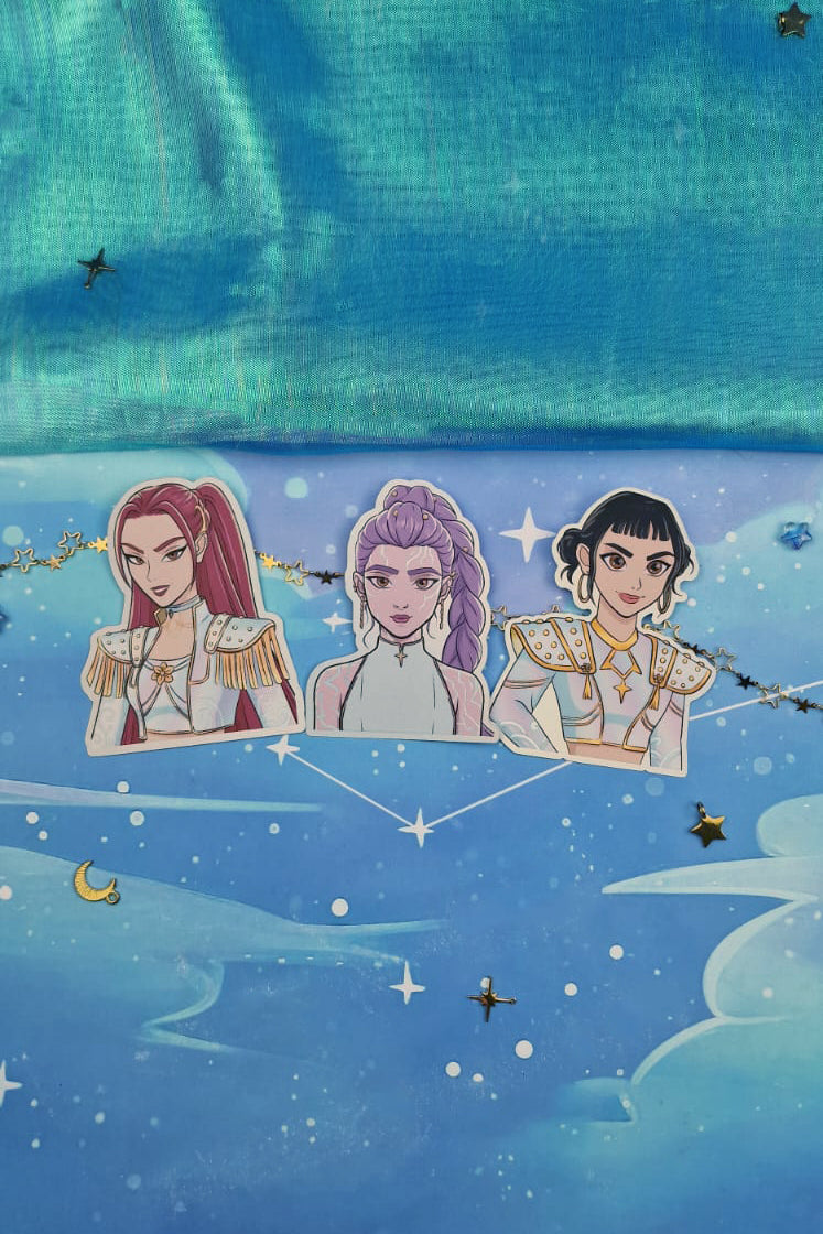 Light & Dark Trio Sticker Set | Mira, Rumi, Zoey | Matte Holographic Vinyl | Kpop Demon Hunters Fanart | Anime Stickers
