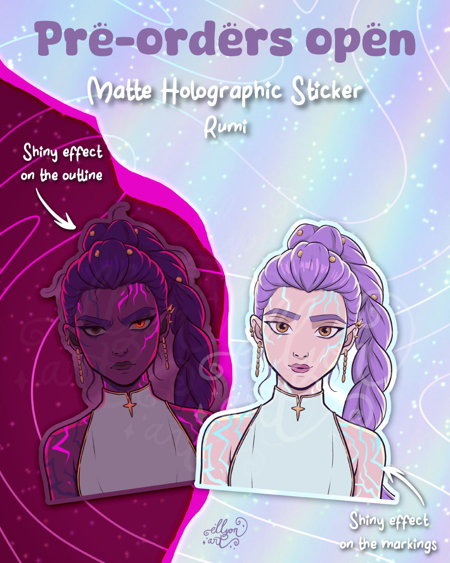Rumi Holographic Sticker: Light & Demon Form