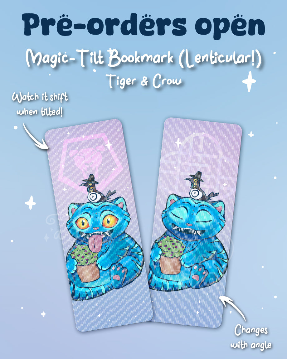 Tiger & Crow 3D Lenticular Bookmark | Kpop Demon Hunter Fanart | Derpy Tiger | Crow Bookmark | Kpop Anime Bookmark Gift