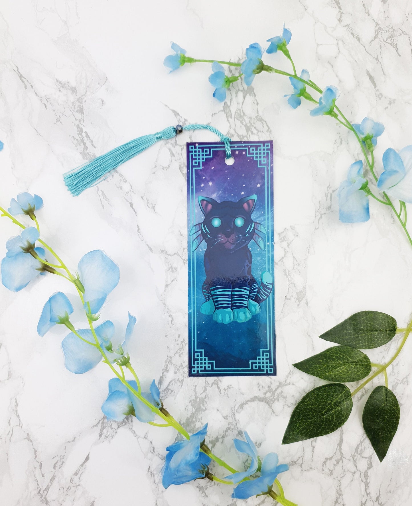 Twilight Cat Bookmark | Celestial Night Cat | Fantasy Gift | Glossy or Holographic | Game-Inspired Feline | Magical Bookish Gift for Readers