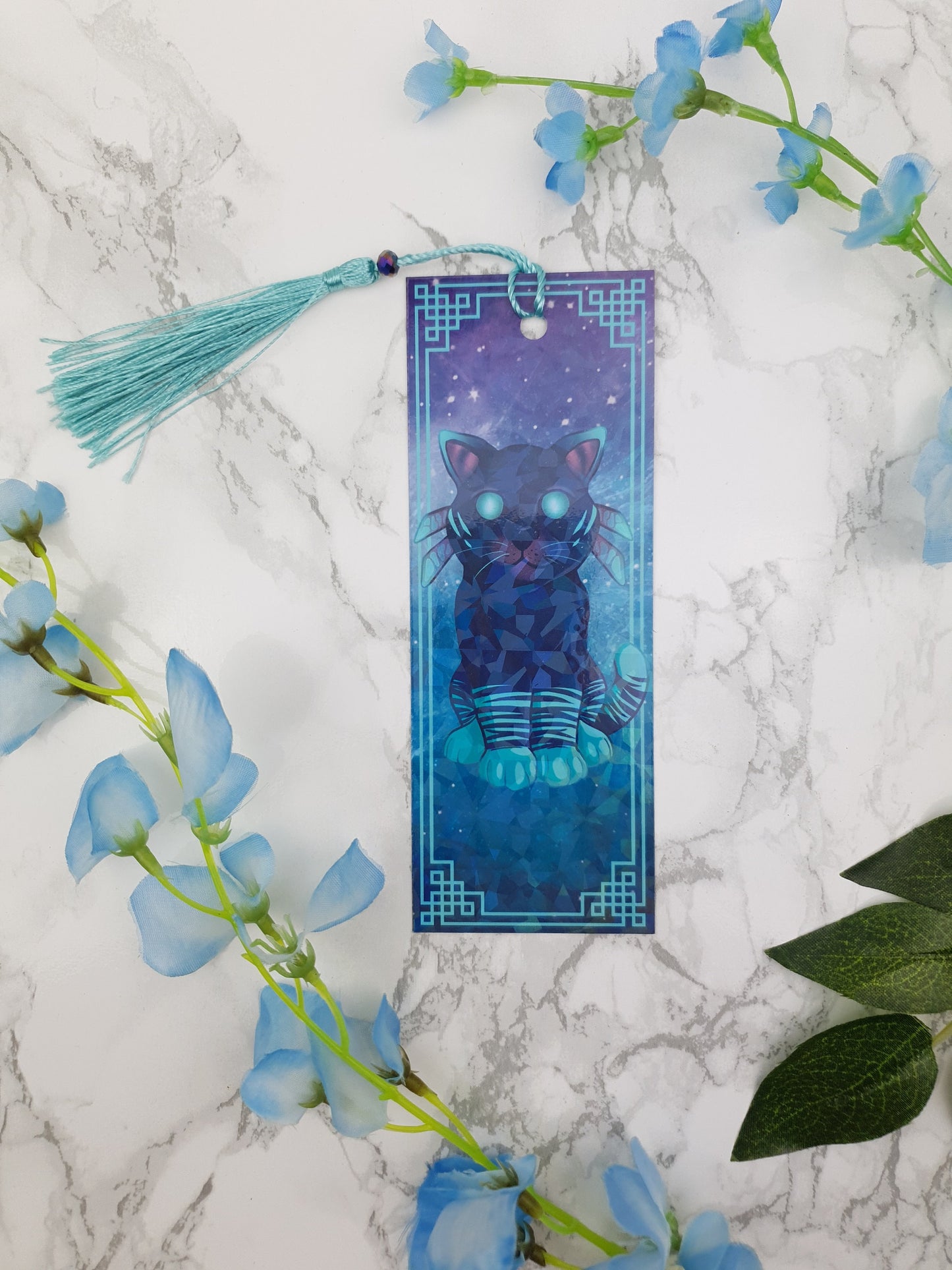Twilight Cat Bookmark | Celestial Night Cat | Fantasy Gift | Glossy or Holographic | Game-Inspired Feline | Magical Bookish Gift for Readers