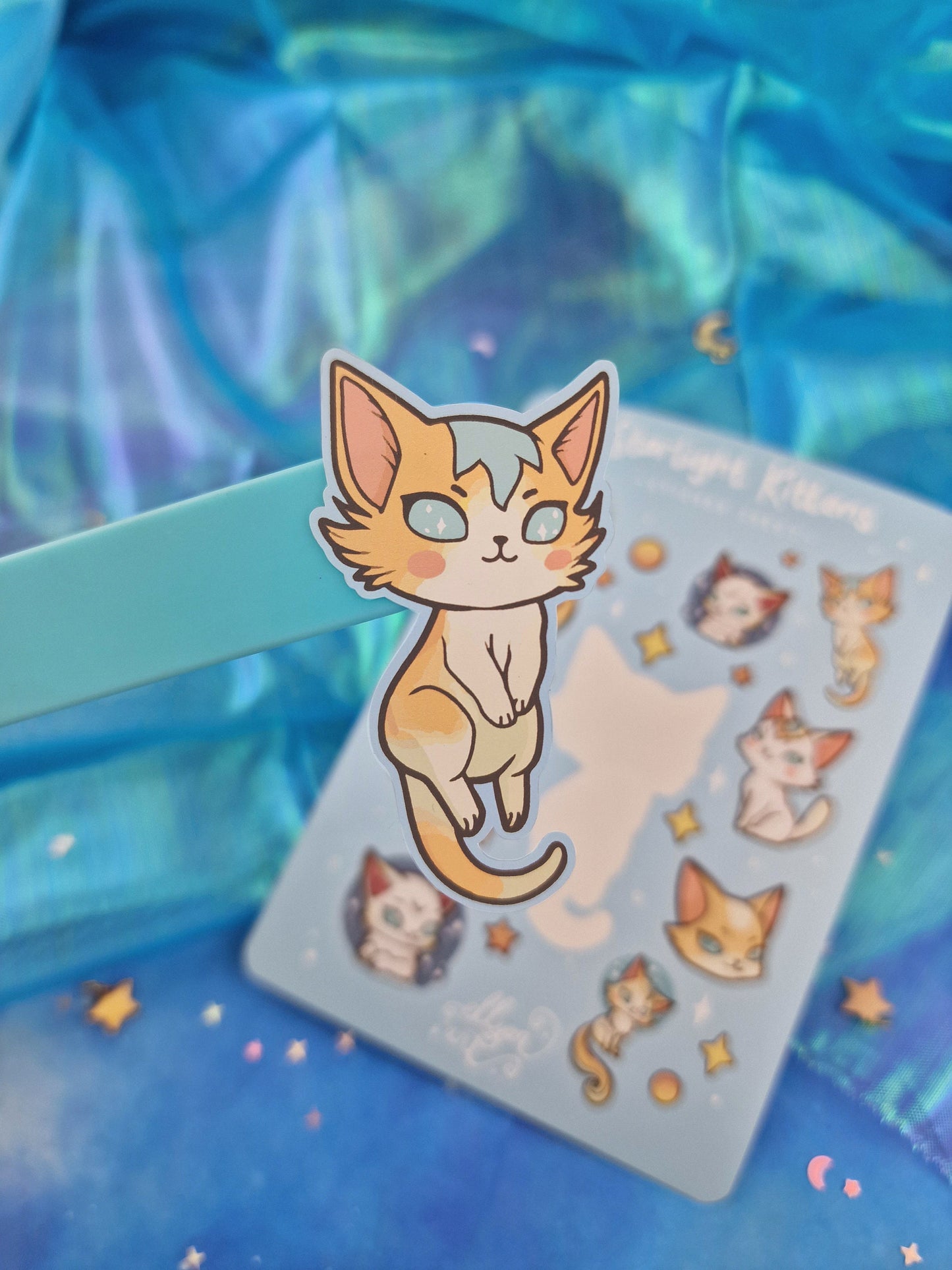 Starlight Kittens | Cute | Stickers | Scrapbooking | Labels | Planning | Decorating | Cosy | Starry | Kawaii | Sticker Sheet | ellyonart