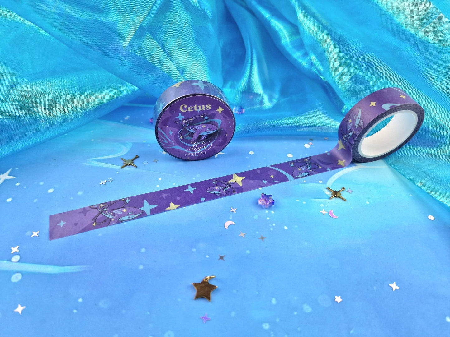Cetus | COSMOS | Bundle | Enamel Pin | Lapel Pin | Washi Tape | Collection | Banner | Collection | Galaxy | Flag | Gift | ellyonart