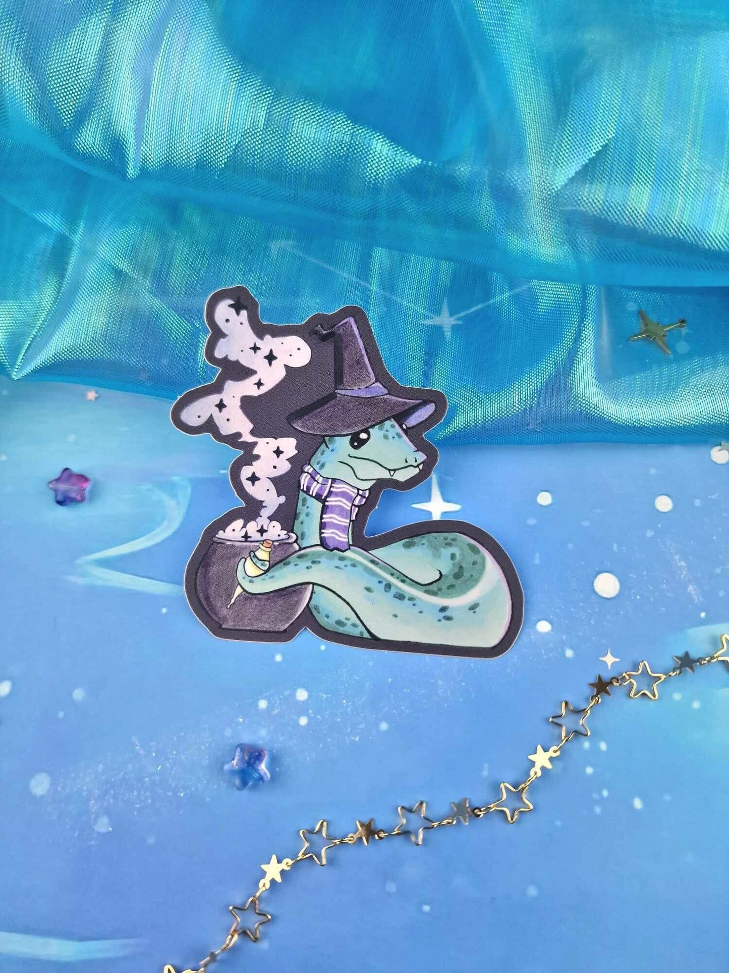 Snake | Cute | Blue | Halloween | Matte | Holographic | Scrapbooking | Magical | Witch | Wizard | ellyonart | Sticker