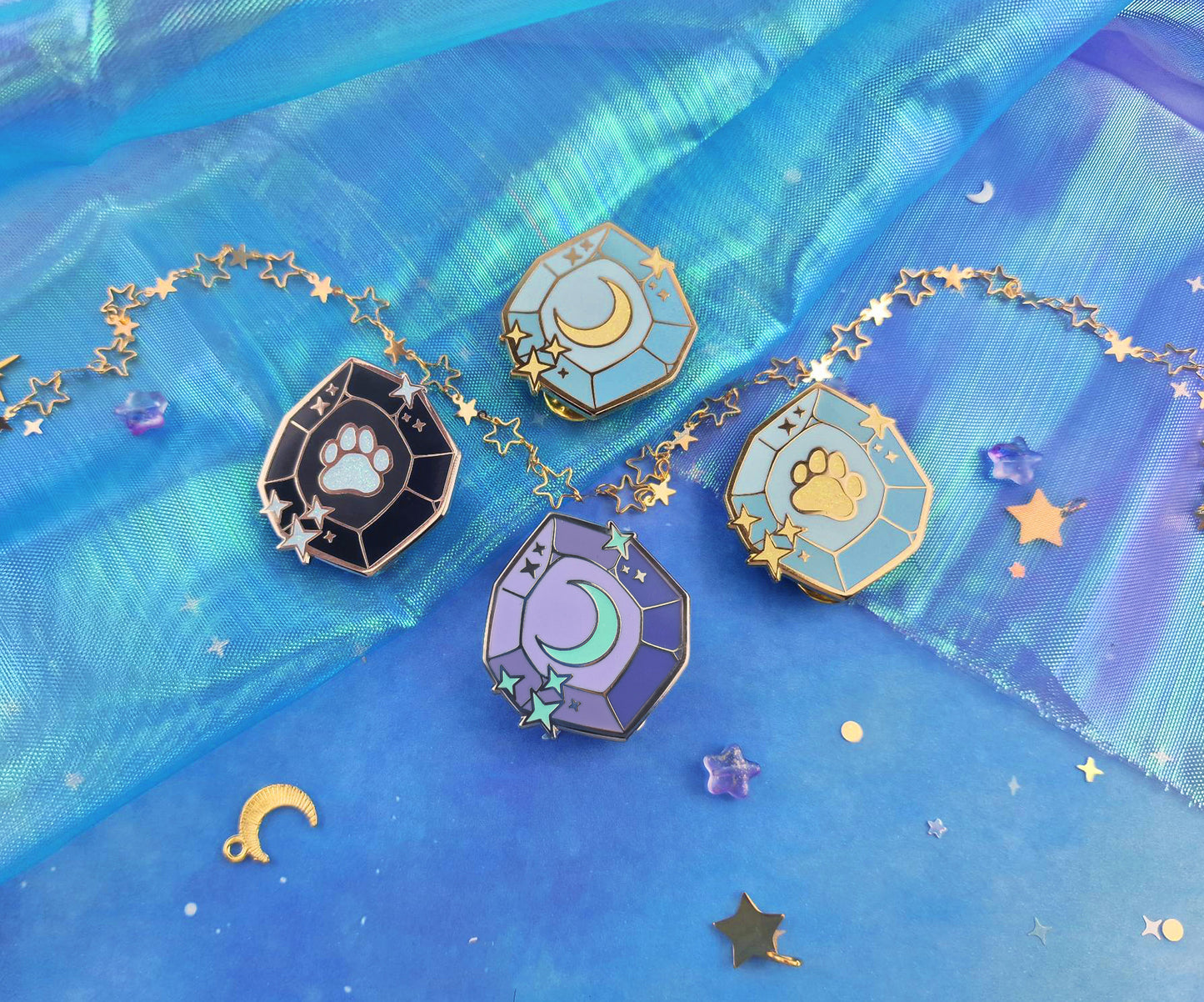 Ethereal Gems | series | Glow in the Dark | UV | collection | glitter | ellyonart | Enamel Pin | Lapel Pin | Pin Badge | Fantasy | Gift