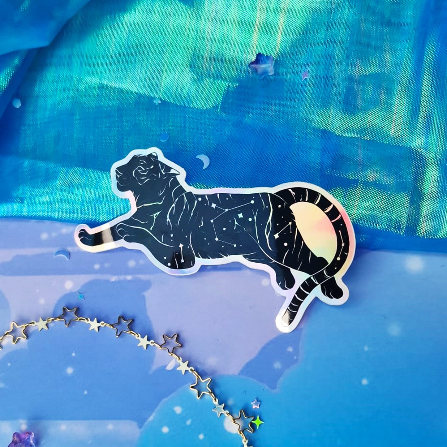 Tiger | Chinese Year | Holographic | Star | Celestial | Universe | Galaxy | Zodiac | Sticker