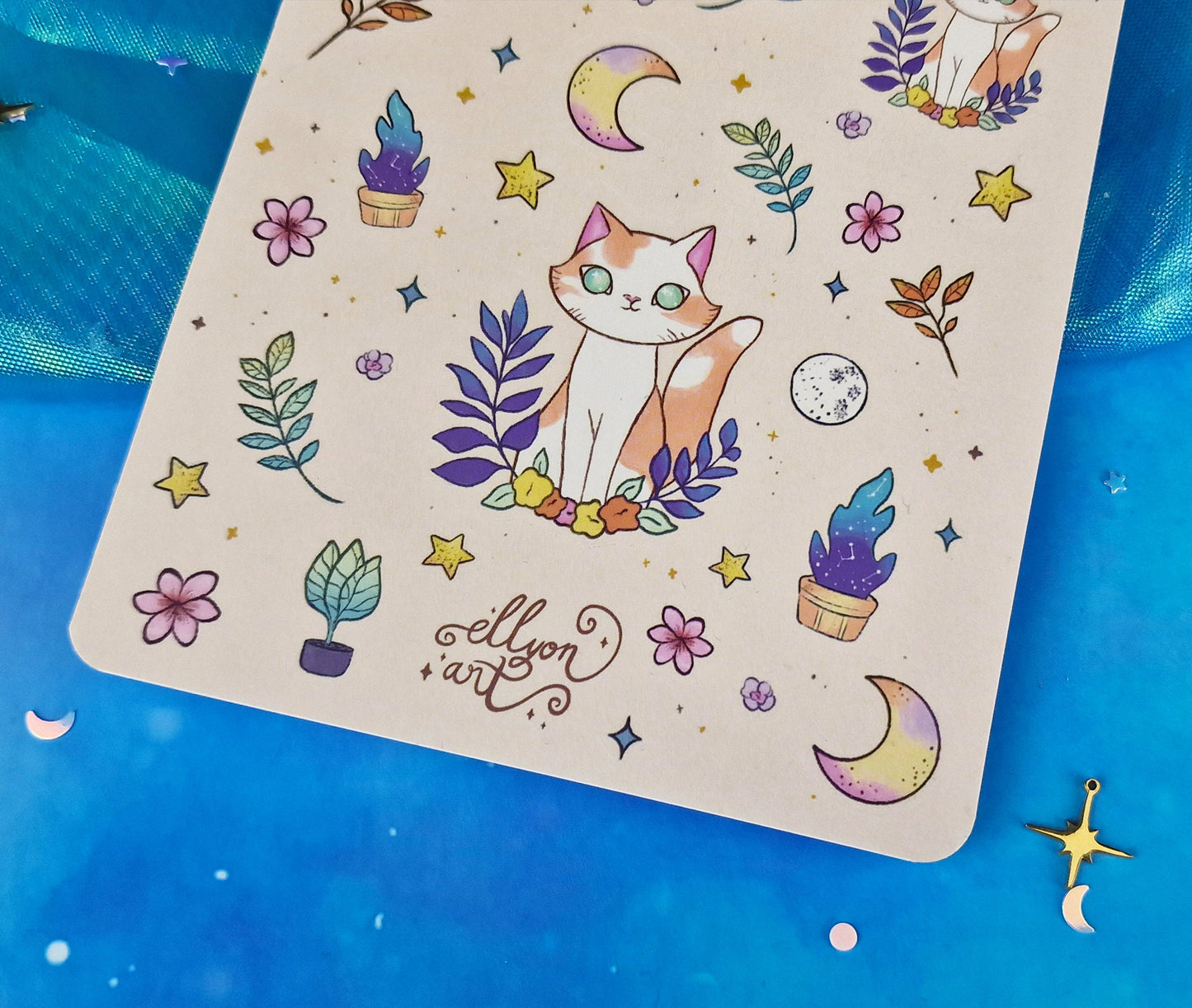Cats | Cute | Floral | Stickers | Scrapbooking | Labels | Planning | Decorating | Cosy | Garden | Kawaii | Sticker Sheet | ellyonart