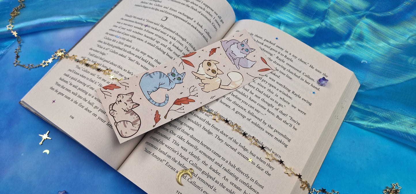 Autumn Kitties Bookmark | Cute Orange Kitten | Reading Gift | Seasonal Fall Bookmark | Round & Classic Corners