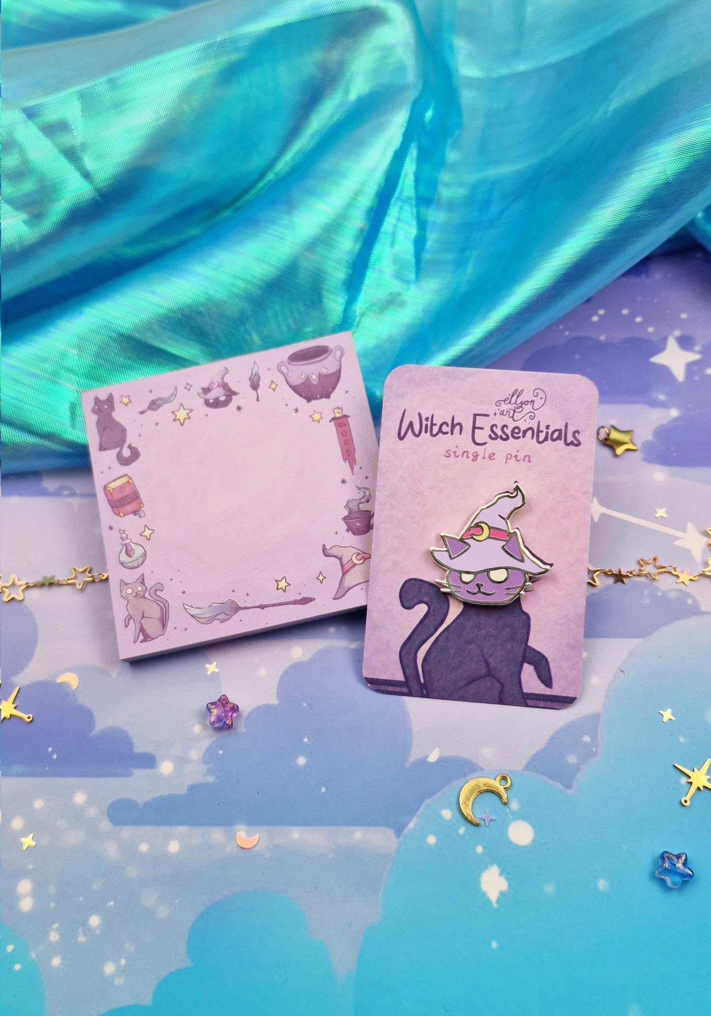 Witch Essentials | Bundle | Witchcraft | Stickers | Scrapbooking | Memo Pad | Planner Pad | Enamel Pin | Magical | Sticker Sheet | ellyonart