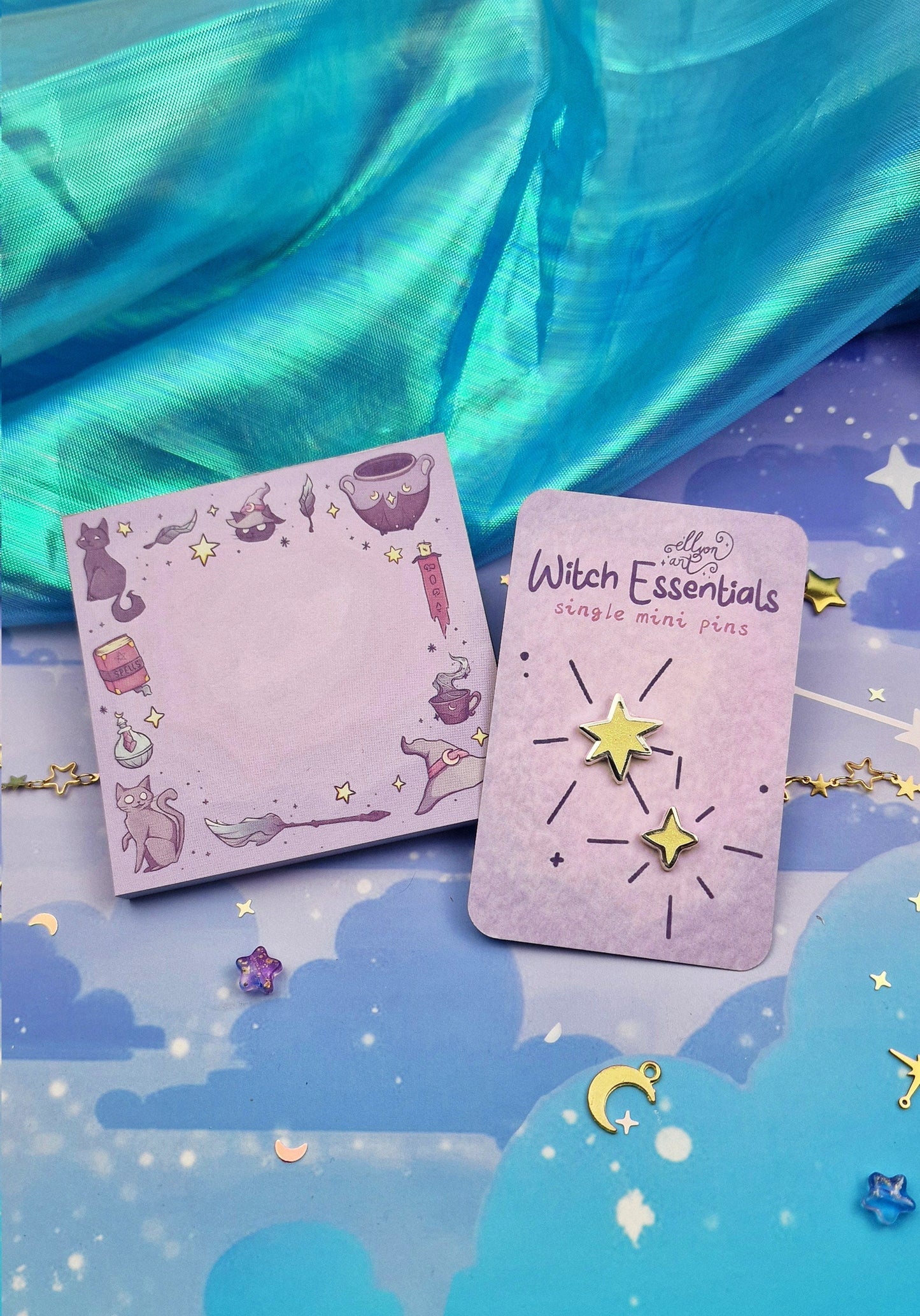 Witch Essentials | Bundle | Witchcraft | Stickers | Scrapbooking | Memo Pad | Planner Pad | Enamel Pin | Magical | Sticker Sheet | ellyonart