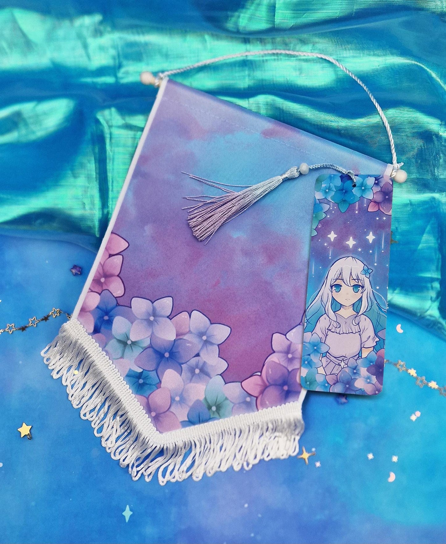 Banner | Flag | Bundle | Bookmark | ellyonart | Enamel Pin | Pin Badge | Collection | Display | Banner | Hydrangea Dreamer | Floral