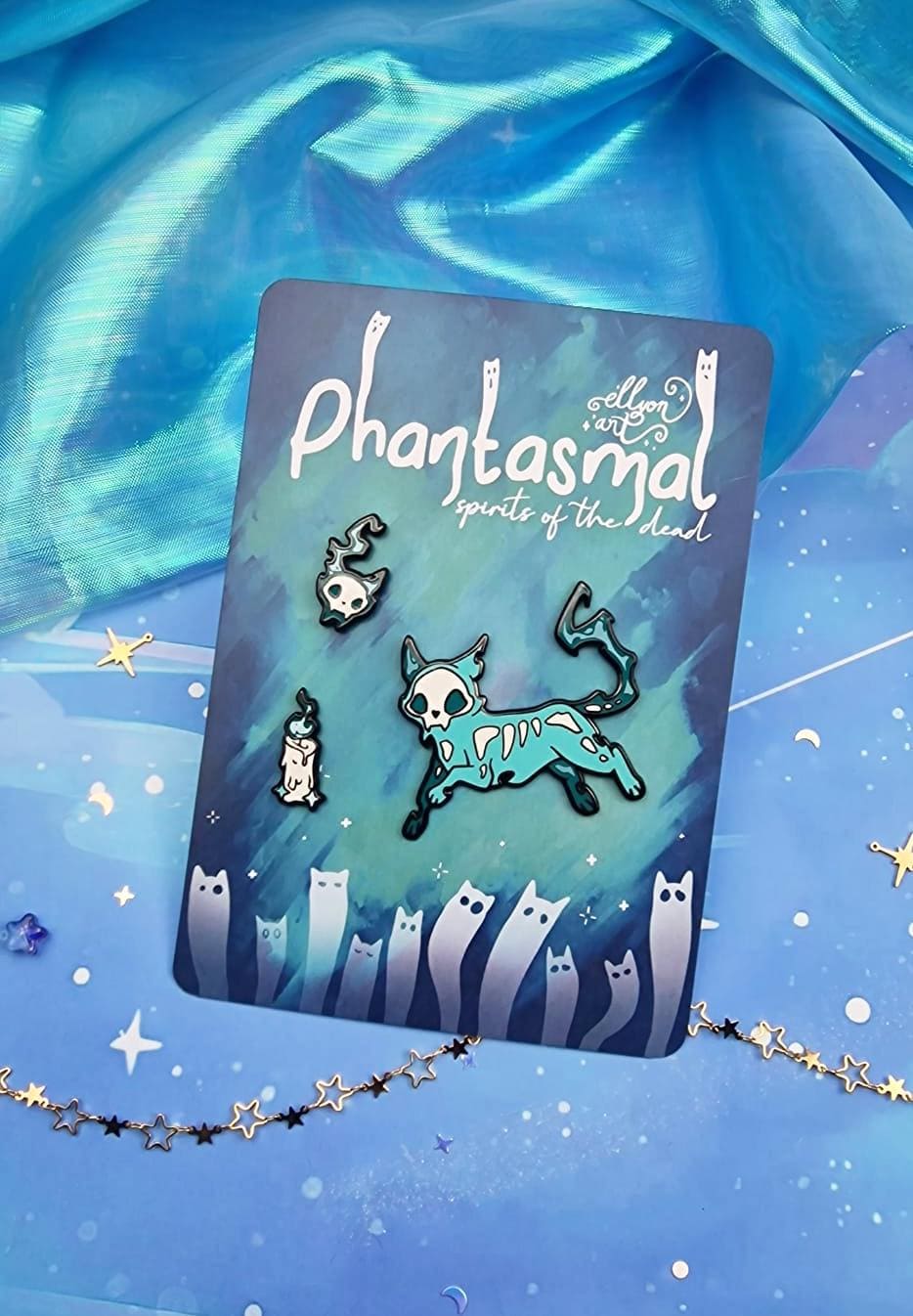 Phantasmal | Collection | Spirits of the Dead | Cat | Candle | Skull | Halloween | ellyonart | Enamel Pin | Pin Badge | Spooky | Gift
