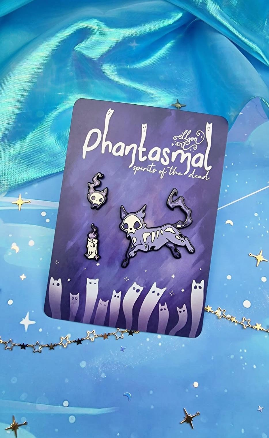 Phantasmal | Collection | Spirits of the Dead | Cat | Candle | Skull | Halloween | ellyonart | Enamel Pin | Pin Badge | Spooky | Gift