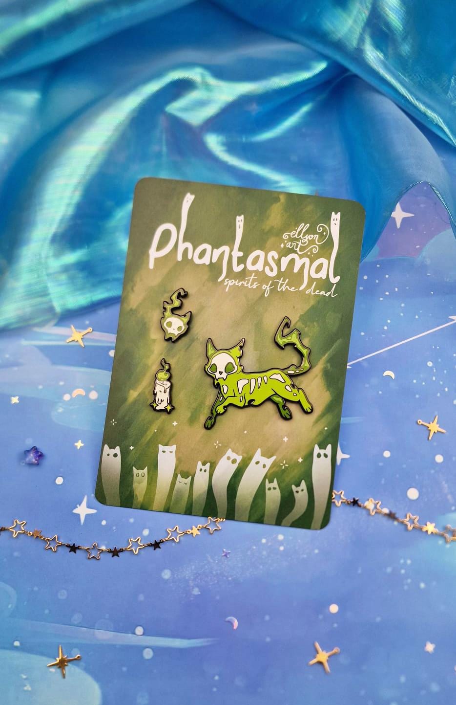 Phantasmal | Collection | Spirits of the Dead | Cat | Candle | Skull | Halloween | ellyonart | Enamel Pin | Pin Badge | Spooky | Gift