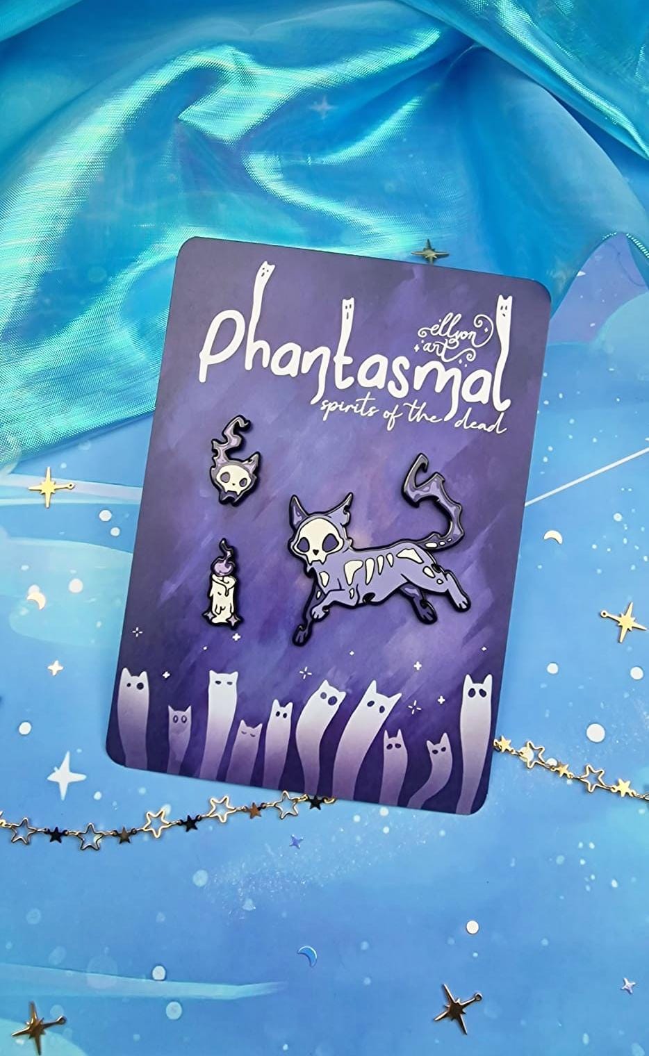 Phantasmal | Collection | Spirits of the Dead | Cat | Candle | Skull | Halloween | ellyonart | Enamel Pin | Pin Badge | Spooky | Gift