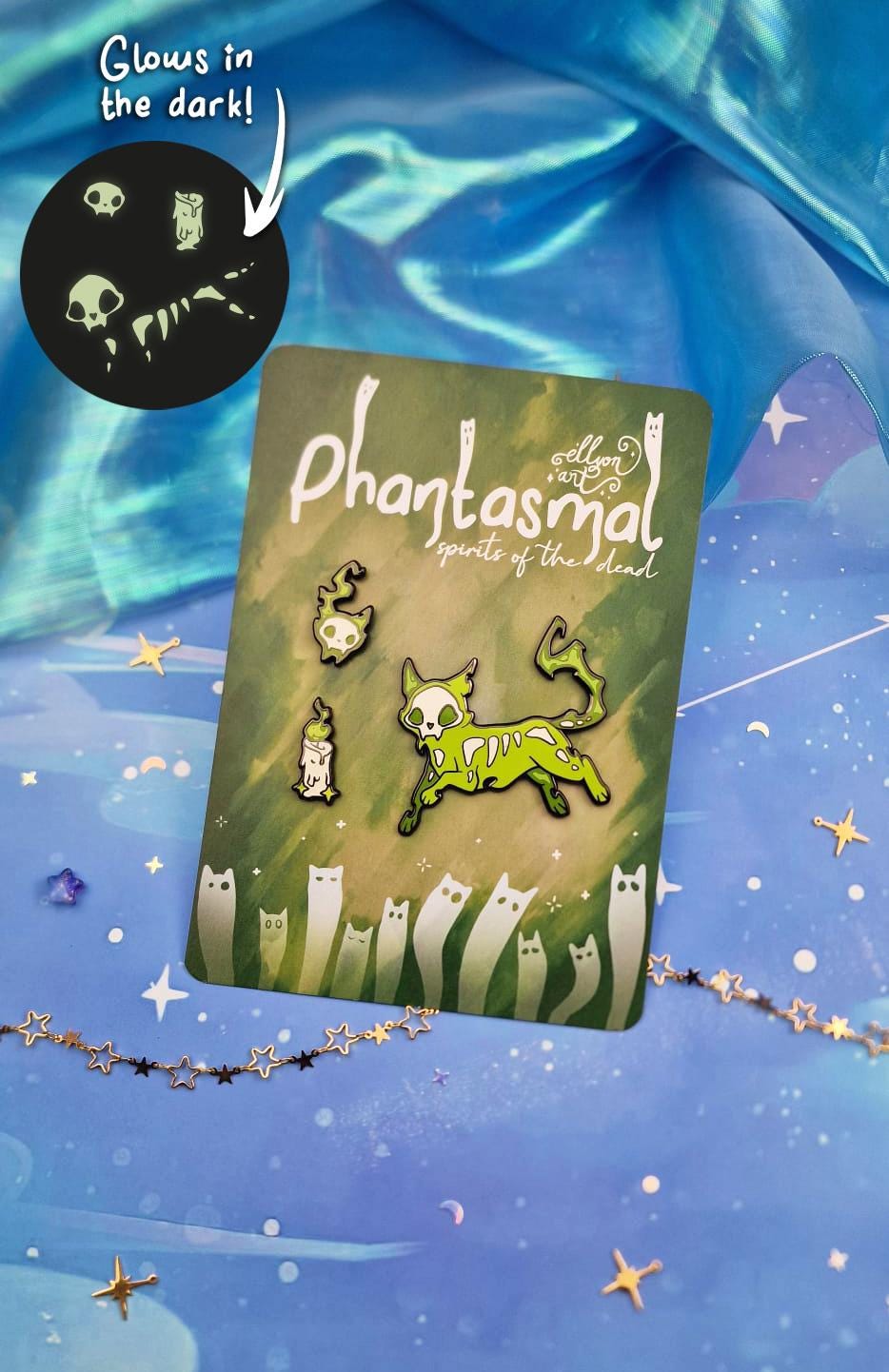 Phantasmal | Collection | Spirits of the Dead | Cat | Candle | Skull | Halloween | ellyonart | Enamel Pin | Pin Badge | Spooky | Gift