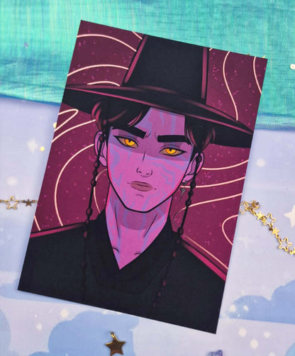 Demon Jinu Holographic Art Print | A6 Soft Matte Foil Illustration | K-pop Fanart | Anime Stationery