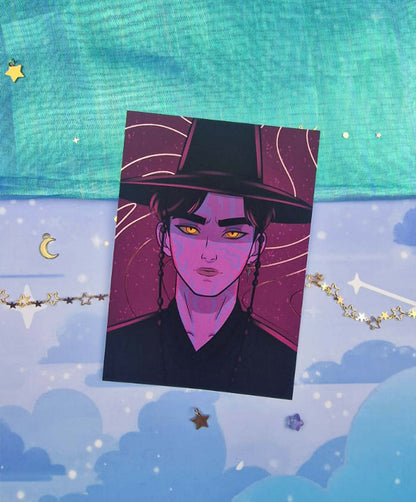 Demon Jinu Holographic Art Print | A6 Soft Matte Foil Illustration | K-pop Fanart | Anime Stationery