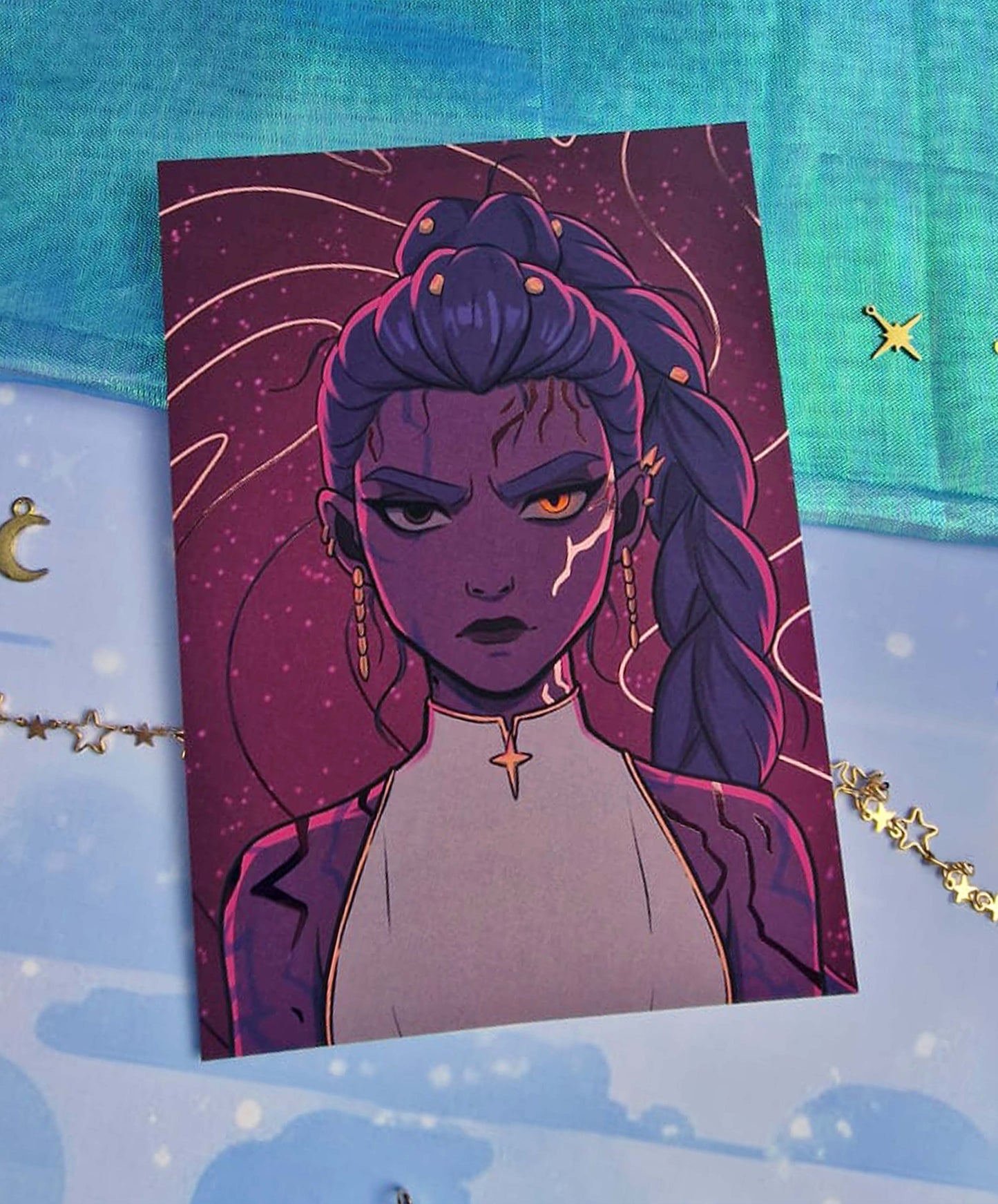 Demon Rumi Holographic Art Print | A6 Soft Matte Foil Illustration | K-pop Fanart | Anime Stationery