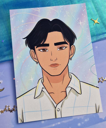 Jinu Holographic Art Print | A6 Soft Matte Foil Illustration | K-pop Fanart | Anime Stationery