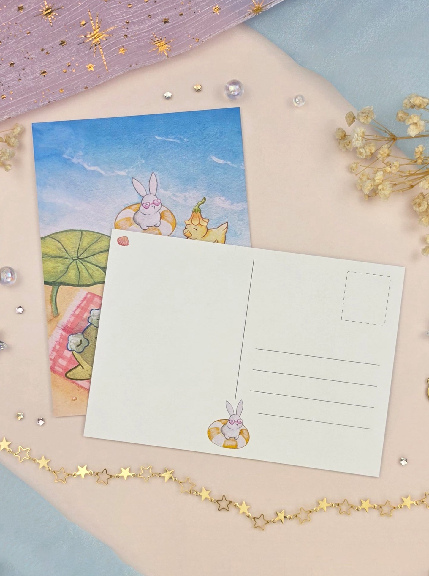 Frojo & Friends Postcard | A6 Cute Animal Postcard | Summer Beach Illustration | Kawaii Stationery Gift