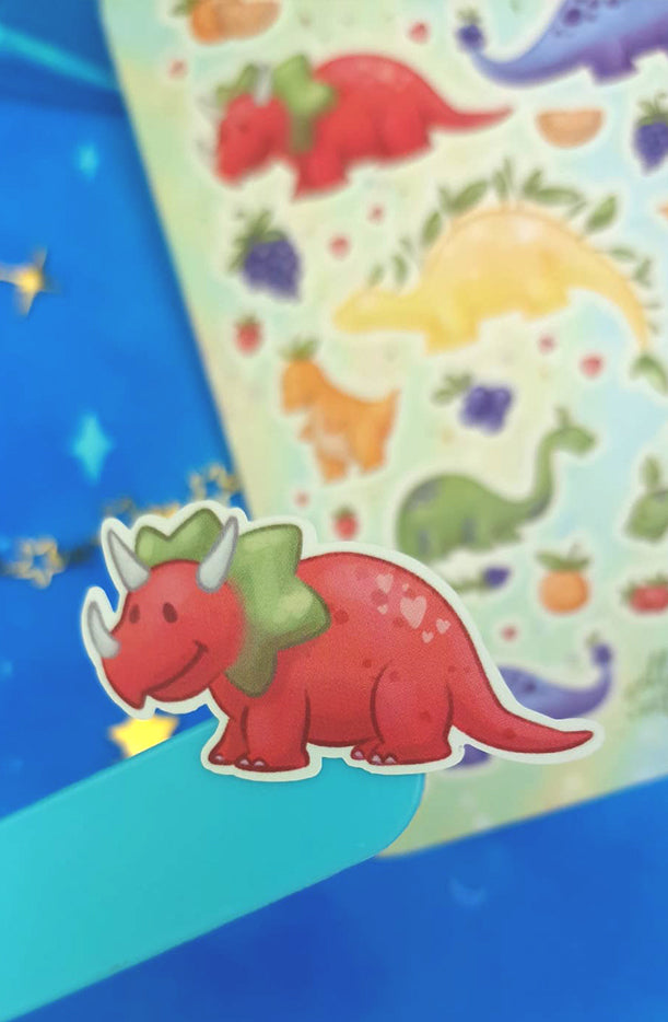 Fruity Dinos | Cute | Stickers | Scrapbooking | Labels | Planning | Decorating | Cosy | Fruits | Dinosaurs | Sticker Sheet | ellyonart