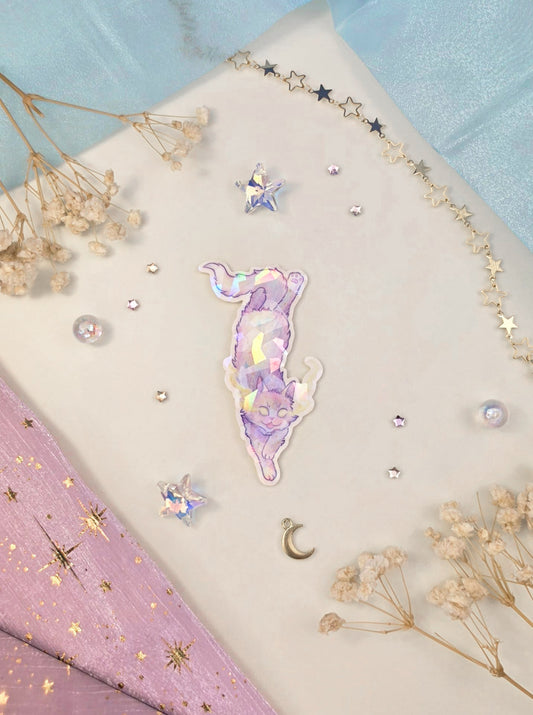 Cat Astral Familiar Sticker | Shattered Glass Transparent Vinyl Sticker | Magical Cat | Fantasy Journal Decor