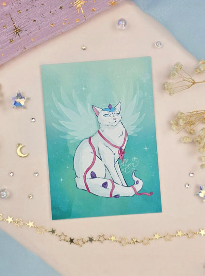 Arube Cat Postcard | A6 Fantasy Cat Art Postcard | Original Character Illustration | Magical Stationery Gift