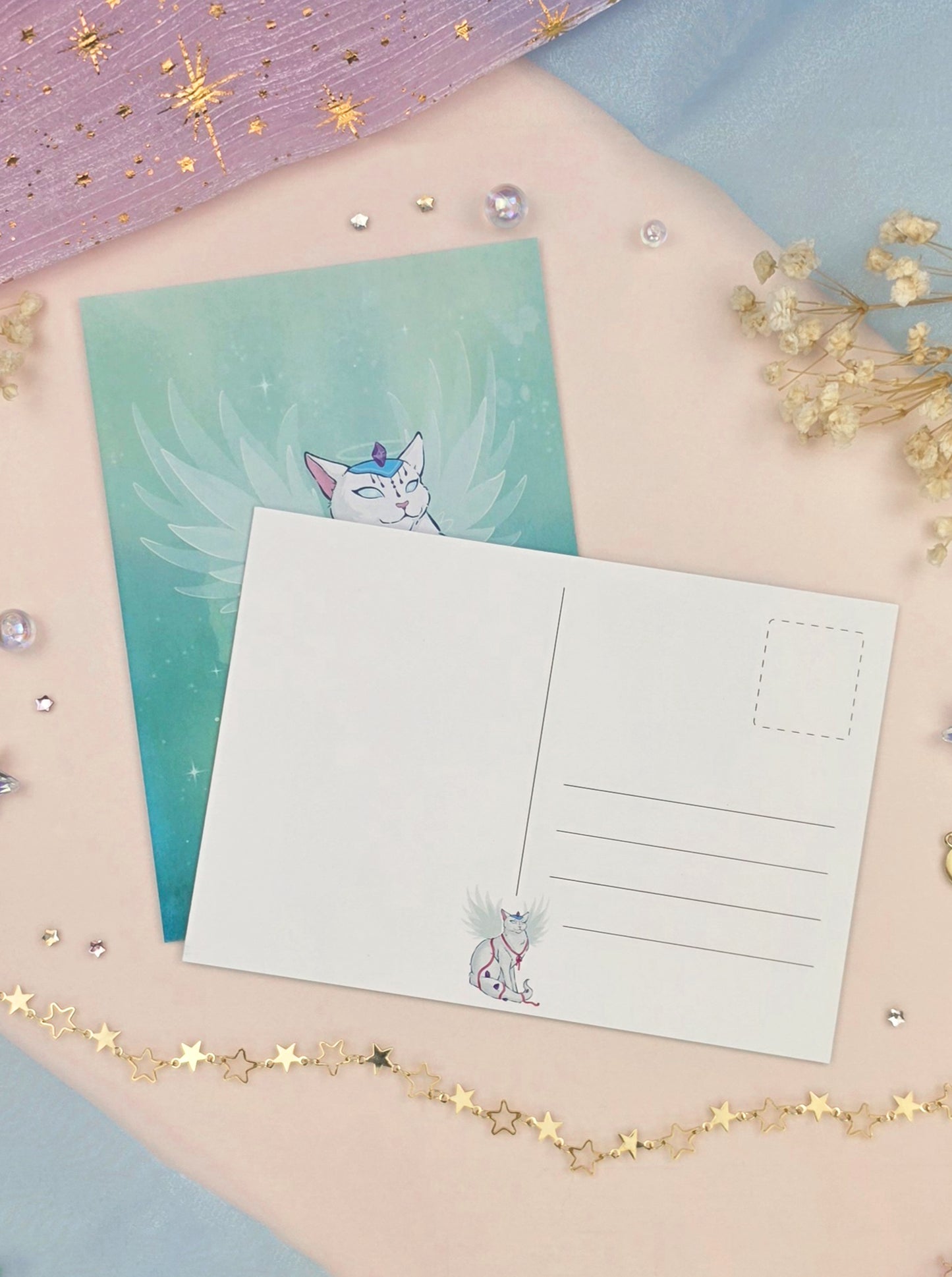 Arube Cat Postcard | A6 Fantasy Cat Art Postcard | Original Character Illustration | Magical Stationery Gift