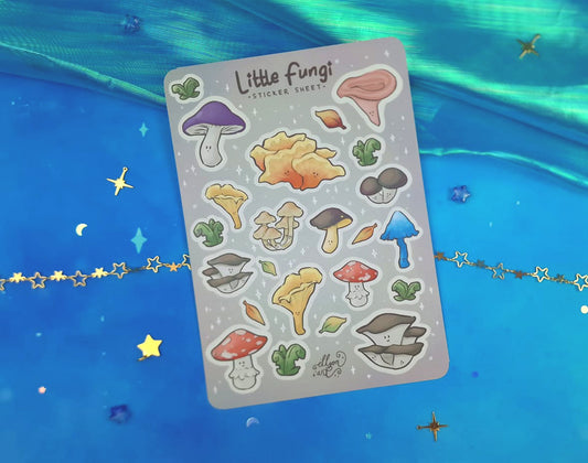 Little Fungi | Cute | Stickers | Scrapbooking | Planning | Decorating | Mushrooms | Cottagecore | Sticker Sheet