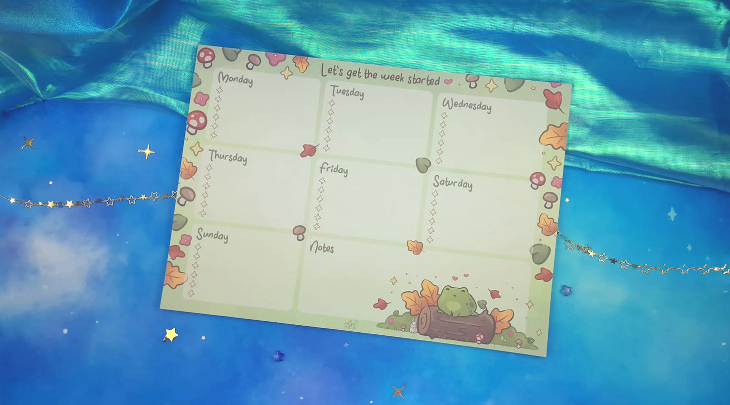 Frojo & Friends | A4 Desk Planner | Cute Stationery Organiser | Frog | Planner Pad | Weekly Schedule