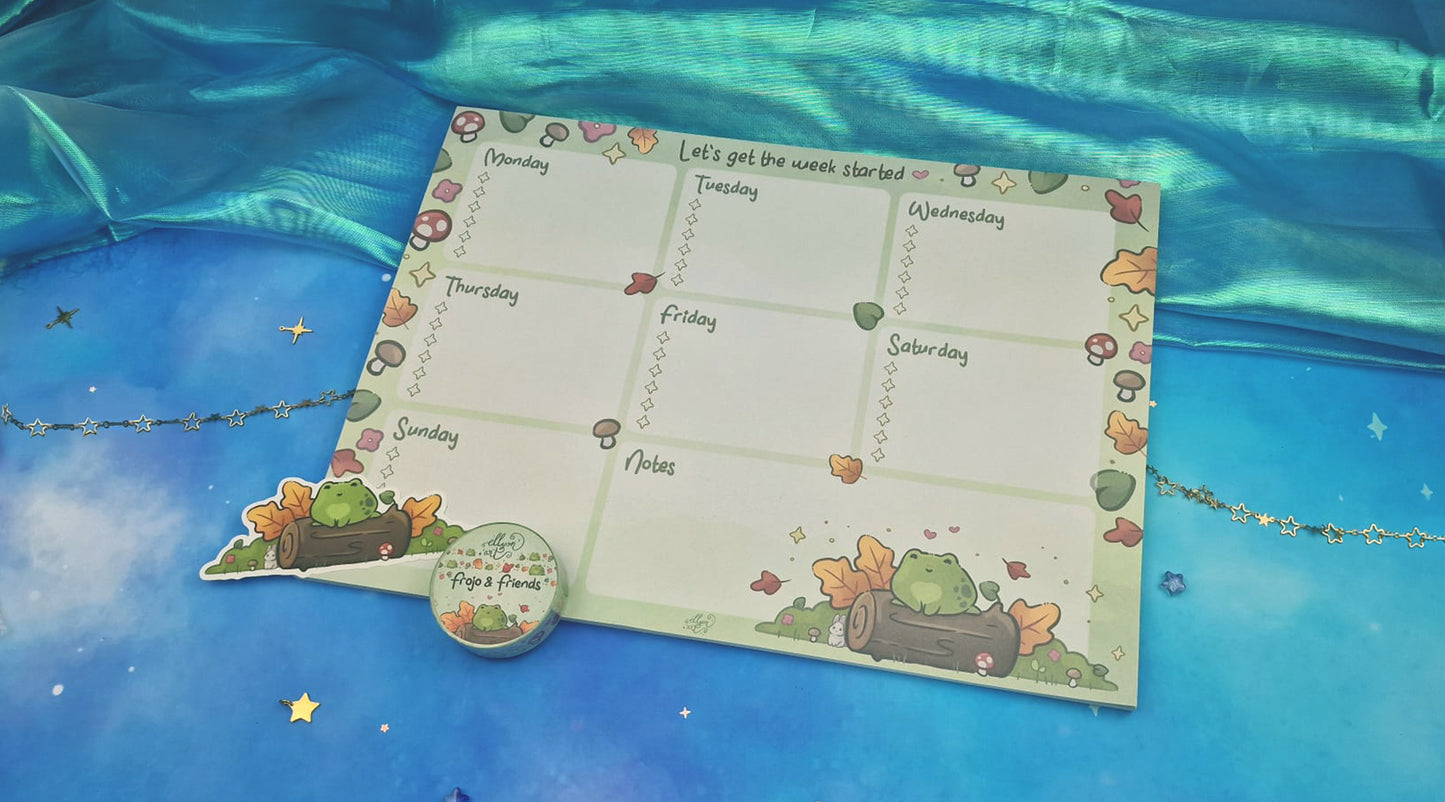 Frojo & Friends | Bundle | A4 Desk Planner | Cute Stationery Organiser | Washi Tape | Planner Pad | Weekly Schedule | Sticker